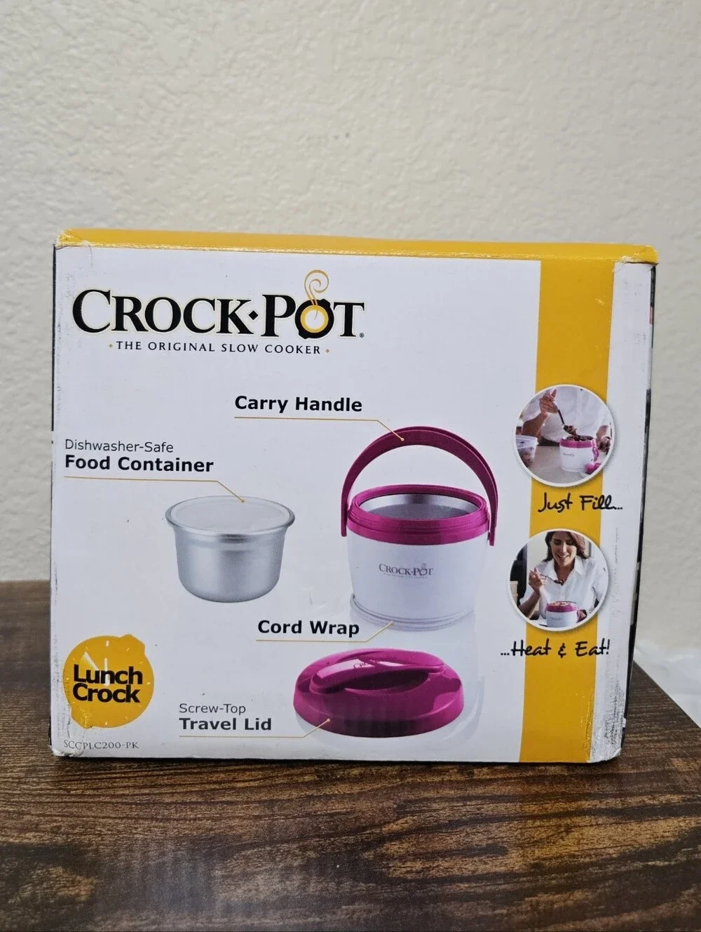 Crock Pot Lunch Crock Portable Slow Cooker - White with Purple Lid